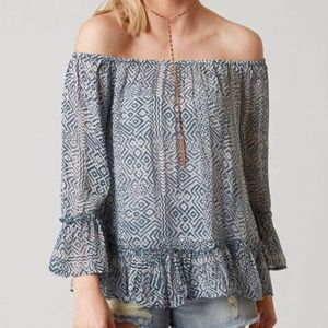 LUCKY BRAND BLUE MAZE PRINTED TOP